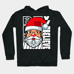 Christmas Santa Claus Cartoon Typography White Hoodie